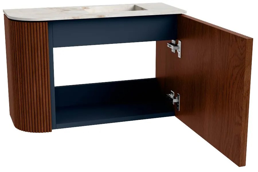 Mondiaz Joya DLux 60cm toiletmeubel ronding links ruby met wastafel faye rechts zonder kraangat frappe