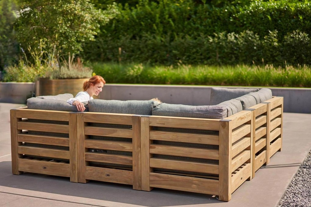 Hoek loungeset 4 personen Teak Old teak greywash Santika Furniture Santika