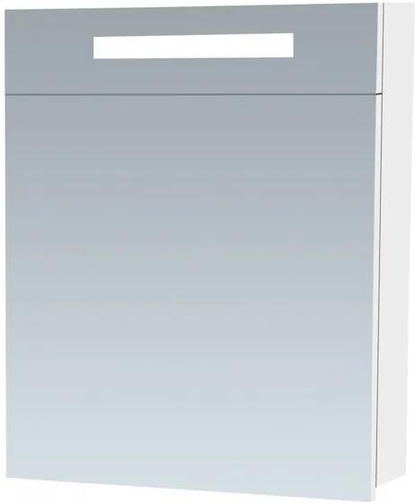 Saniclass 2.0 spiegelkast 60x70x15cm rechtsdraaiend 1 deur met LED verlichting Hoogglans wit 7203