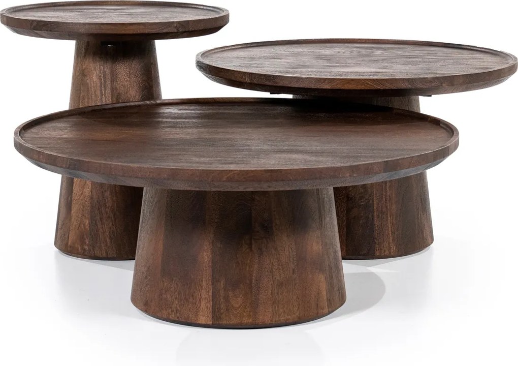 Mangohouten Salontafel Rond 80 Cm - 80 X 80cm.