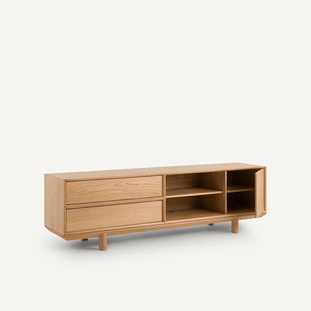 Eiken en gefineerd tv-meubel Gloria, ontwerp Emmanuel Gallina