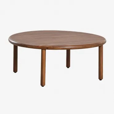 Olivia Ronde Salontafel In Acaciahout Bruin – Donker Hout & Ø80 Cm - Sklum