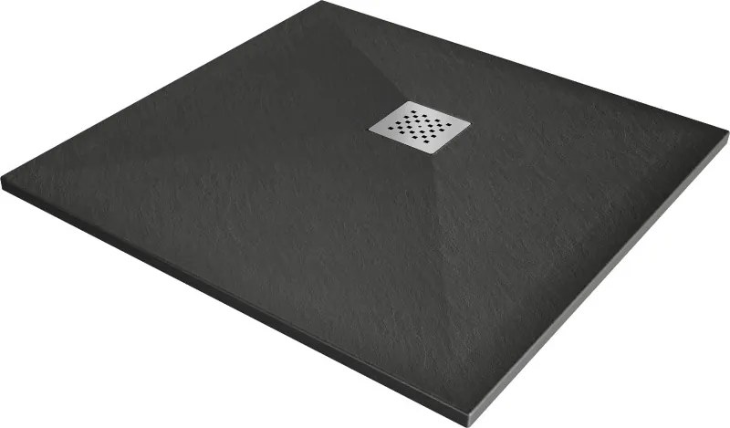 Mexen Stone+ kwadratische composiet douchebak 80 x 80 cm, antraciet - 44718080