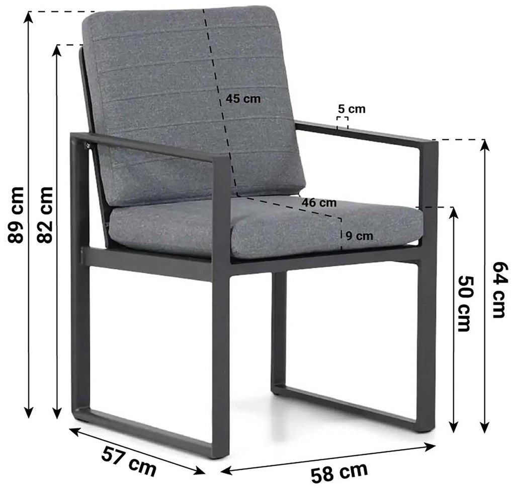 Tuinset 4 personen 160 cm Aluminium Grijs Santika Furniture Santika