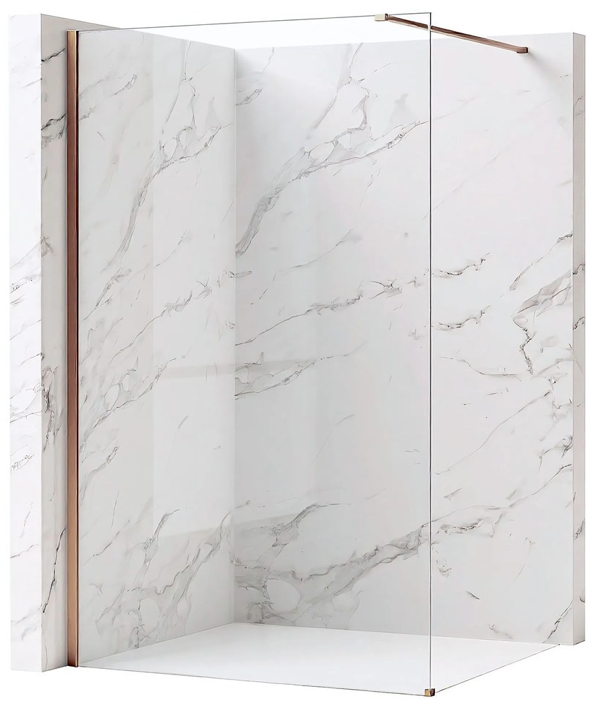 Walk-in douchewand Rea Flexi Transparent / Brush Copper 130