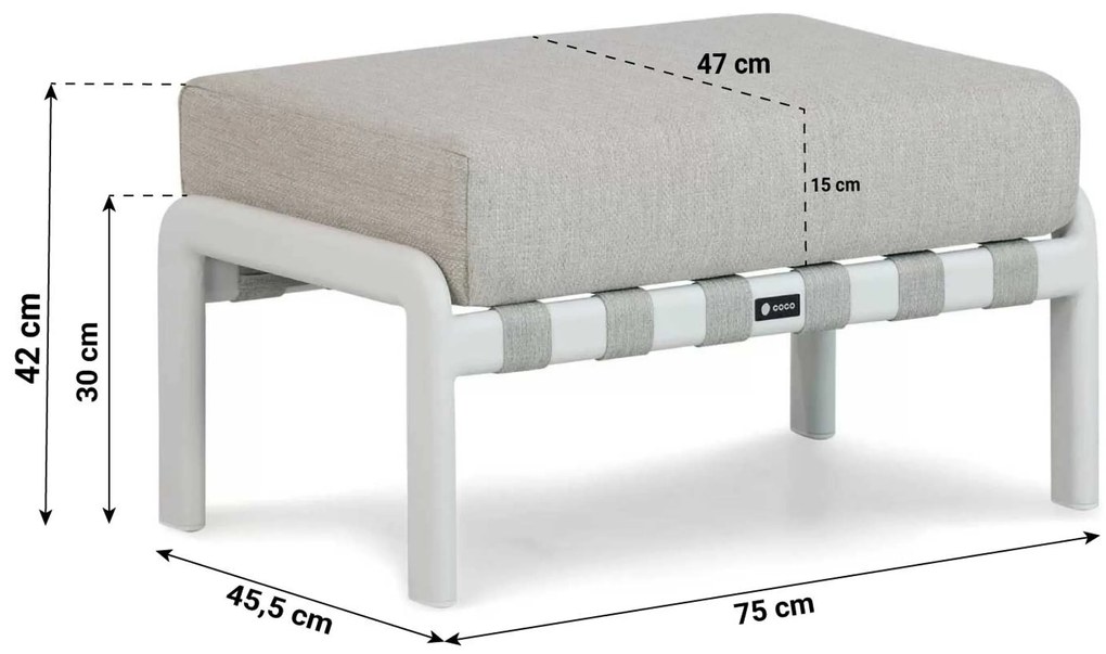 Stoel en Bank Loungeset 5 personen Aluminium/rope Wit  Coco Avellino