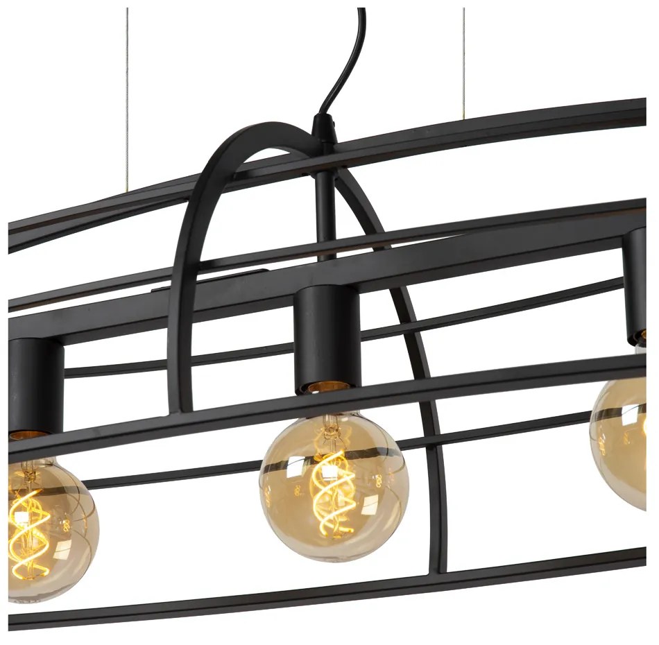 Lucide Dikra hanglamp 125cm 5x E27 zwart