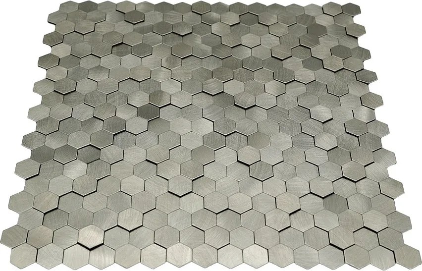 Zelfklevende Mozaïektegels Metaal | Mini Hexagon 3D Zilver | 29,8×30,7 cm | Keuken, Bad & WC