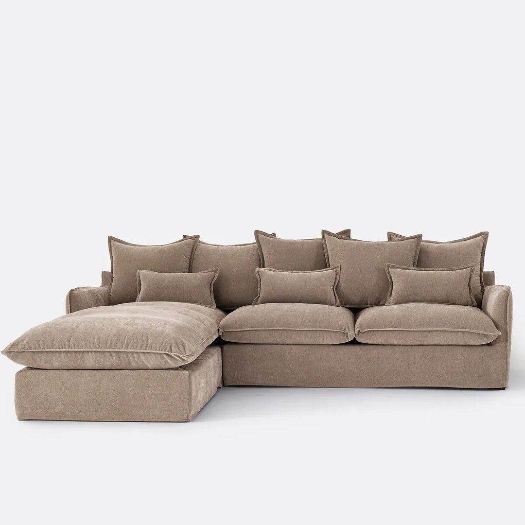 Hoekbank links, afneembare hoes, 4 zits, in gevlekt polyester, ODNA