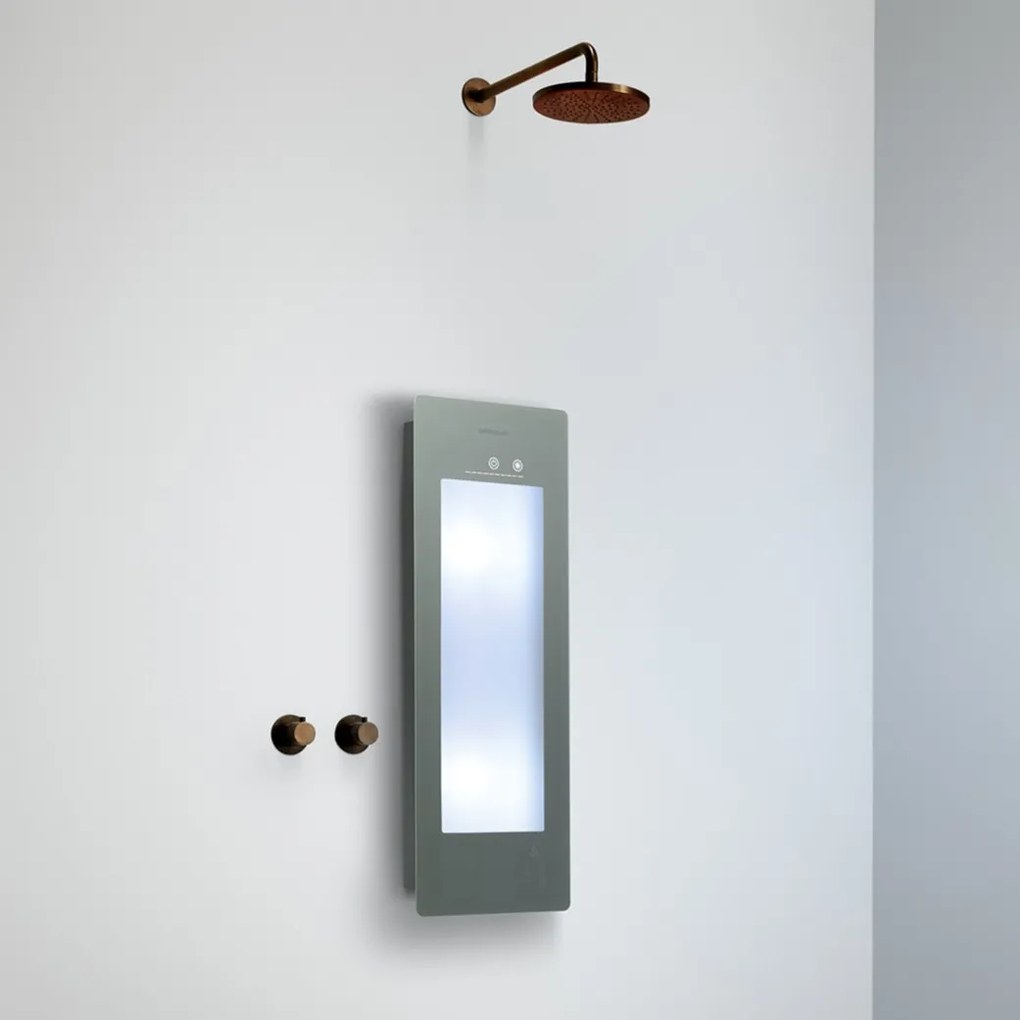 Sunshower Round Plus Small Organic Grey infraroodlamp en UV 33x95x10cm opbouw