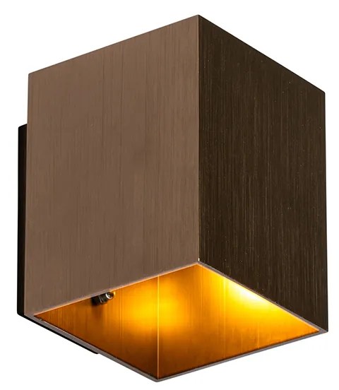 Moderne wandlamp donkerbrons vierkant - Sola