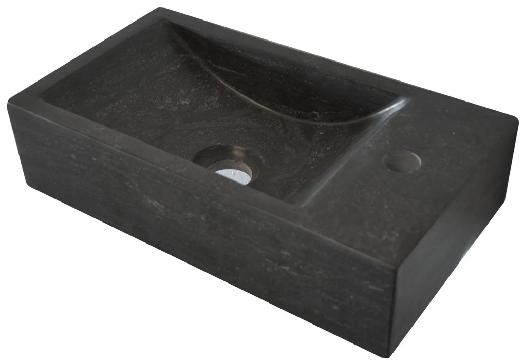 Fontana Recto toiletmeubel kasteel bruin 40x22cm met natuurstenen fontein rechts