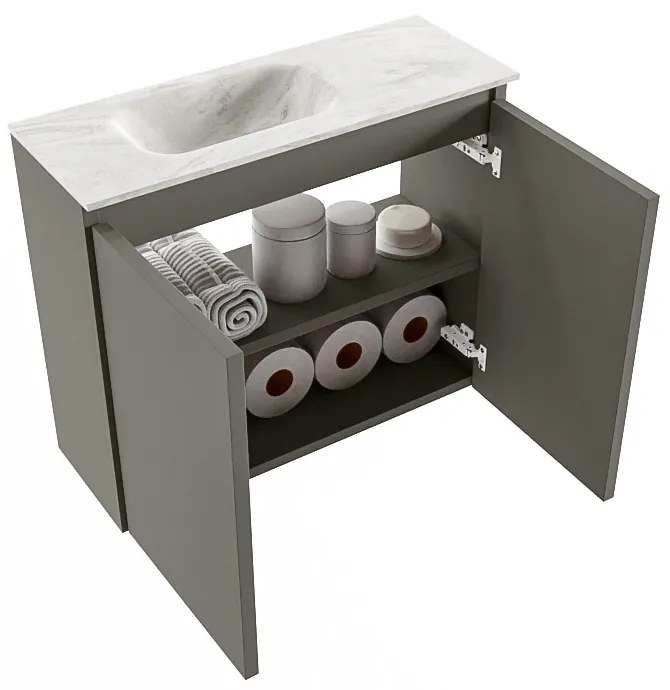 Mondiaz Ture DLux toiletmeubel 60cm smoke met wastafel ostra links zonder kraangat