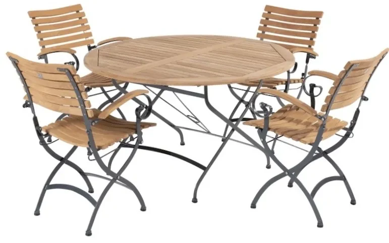Bellini dining tuinset 120 cm rond 5 delig teak 4 Seasons Outdoor