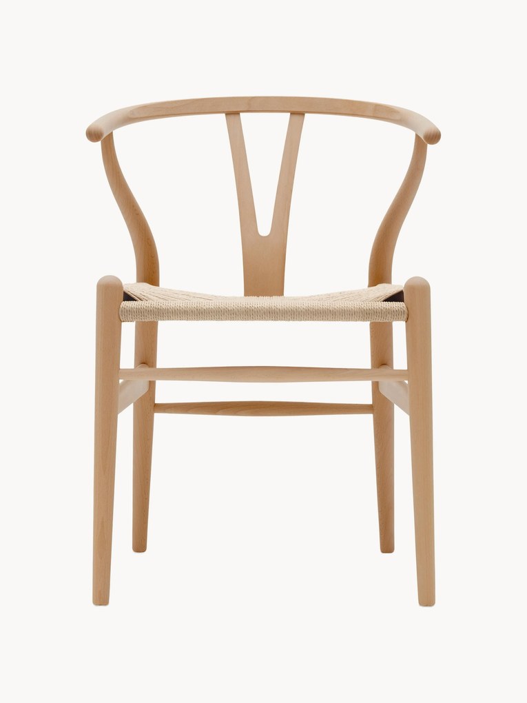 Houten stoel CH24 Wishbone Chair met handgevlochten zitvlak