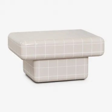 Rechthoekige Tuintafel Met Betonnen Tegel-look Eleonor 70 X 50 Cm & Tapioca Beige - Sklum