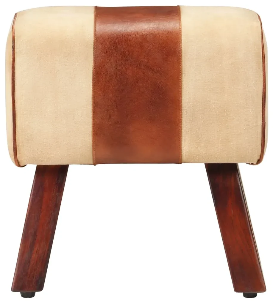 vidaXL Bankje turnbok 38 cm echt leer en massief mangohout bruin