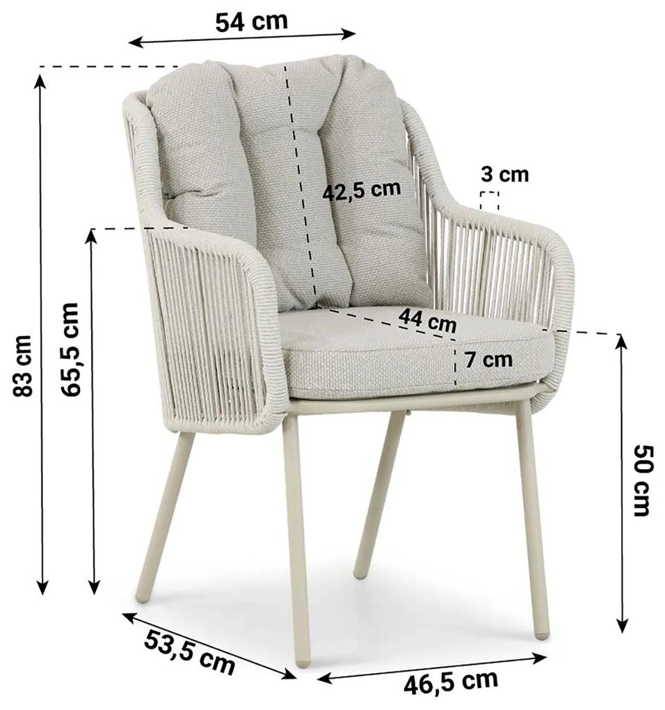Tuinset 4 personen 180 cm Aluminium/rope Taupe Santika Furniture Santika