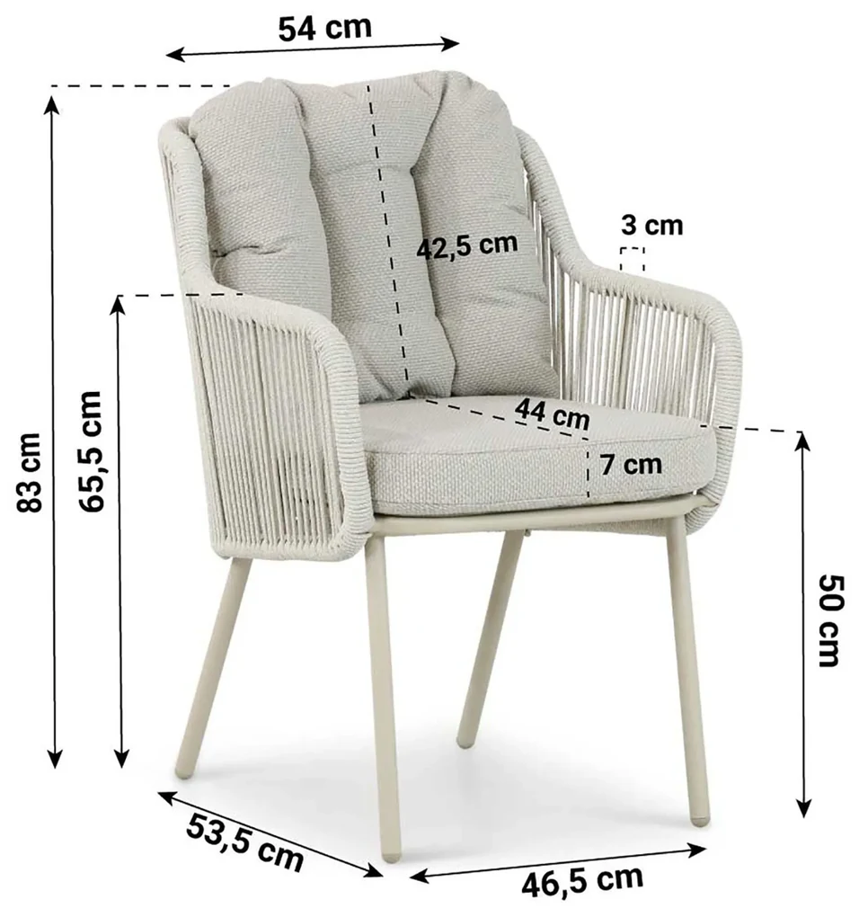 Tuinset 6 personen 220 cm Aluminium/rope Taupe Santika Furniture Sanika