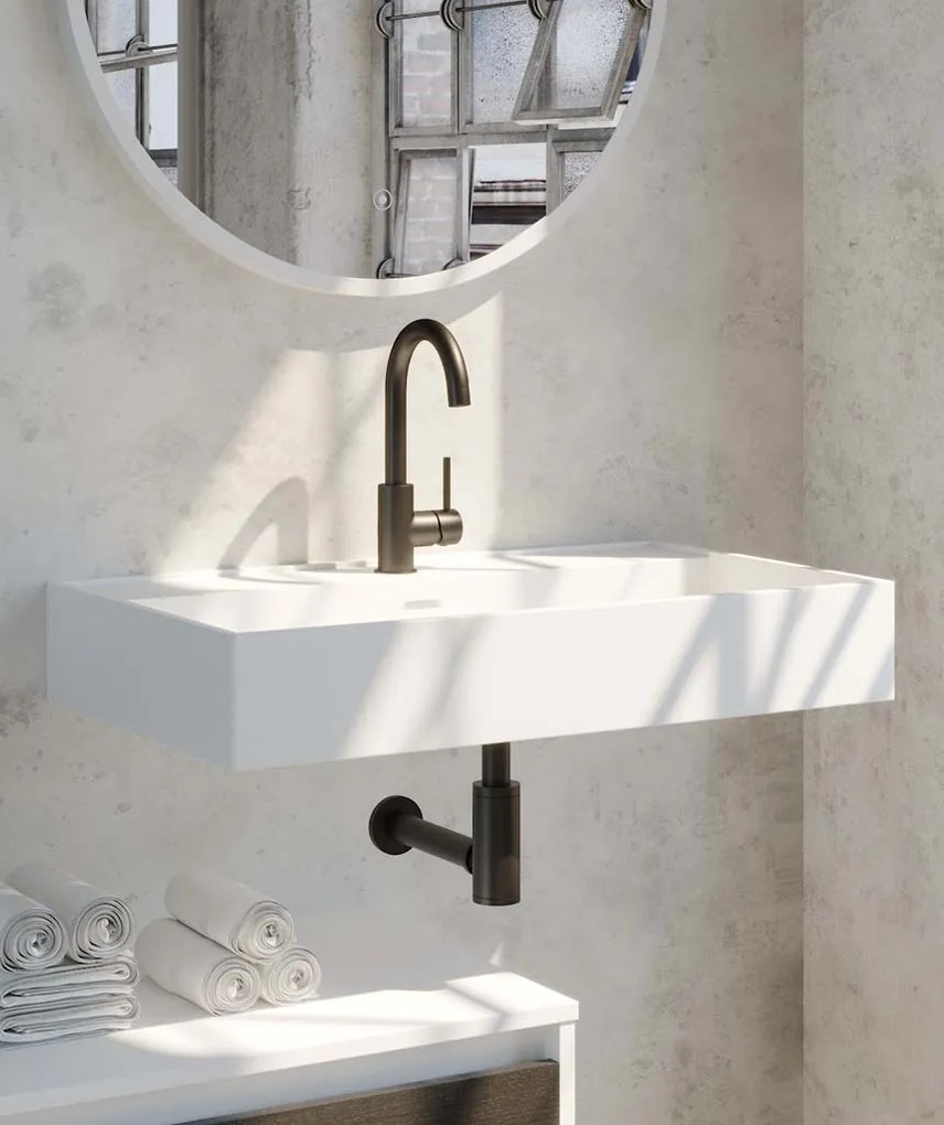 Brauer Black Edition ColdStart wastafelkraan hoog met draaibare ronde uitloop model A zwart mat