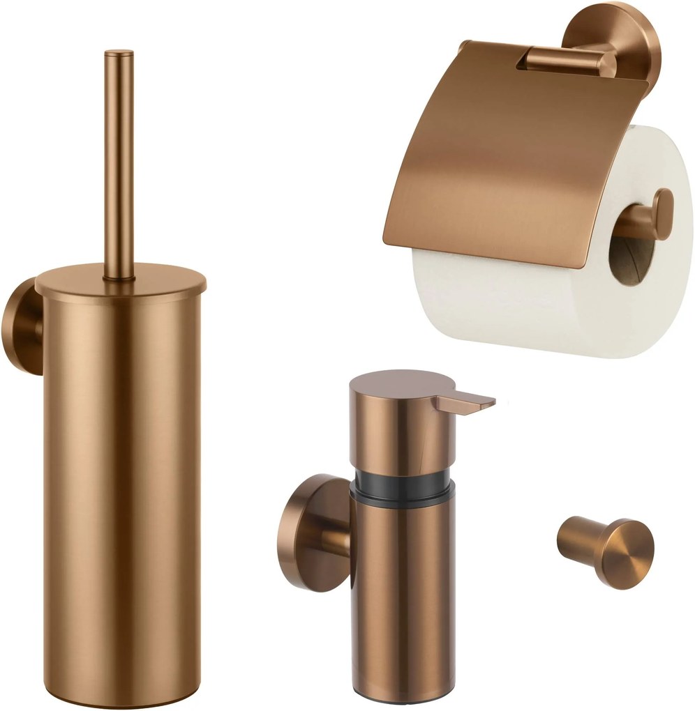 Saqu Nemo 4-delige toiletset geborsteld koper