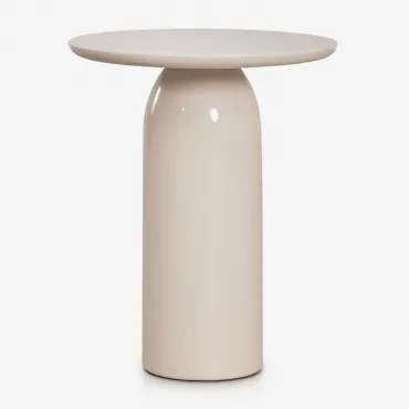 Ronde Bijzettafel Voor De Tuin Ø45 Cm In Cement Layana Tapiocabeige Glanzend - Sklum
