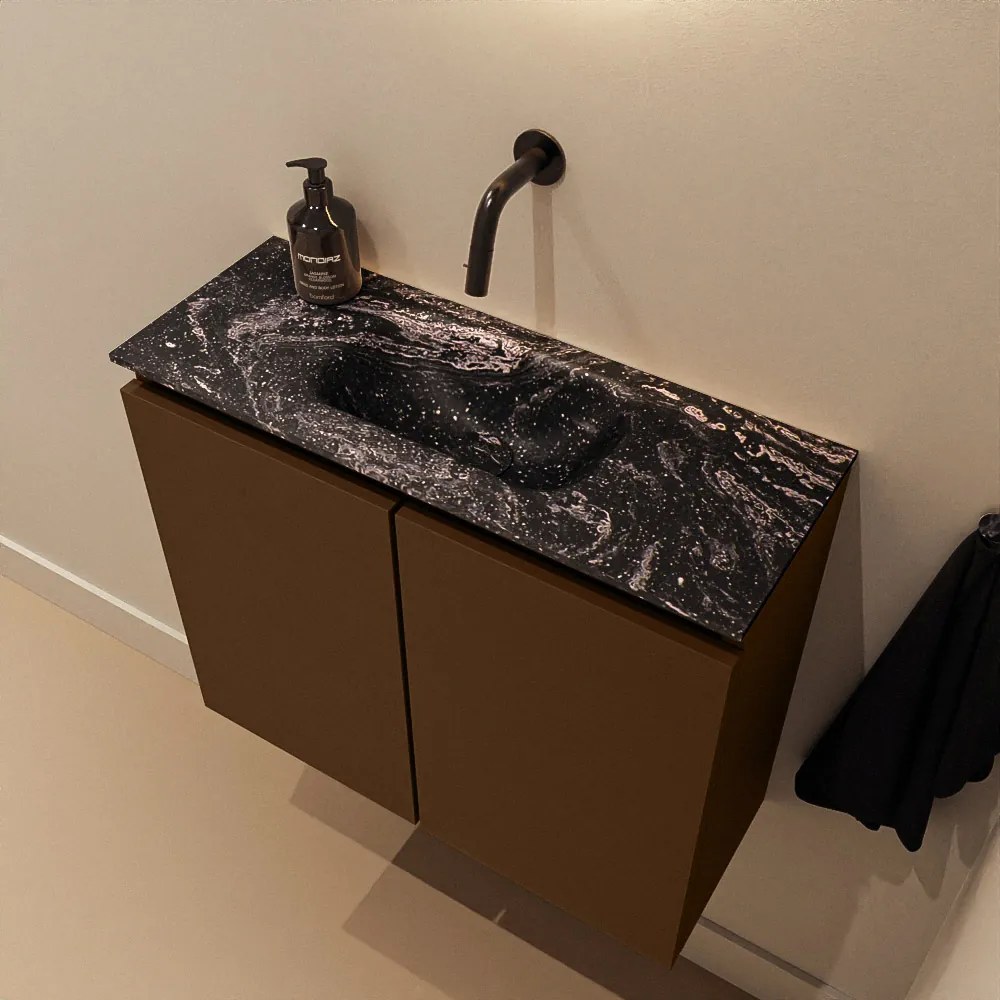 Mondiaz Ture DLux toiletmeubel 60cm rust met wastafel lava midden zonder kraangat