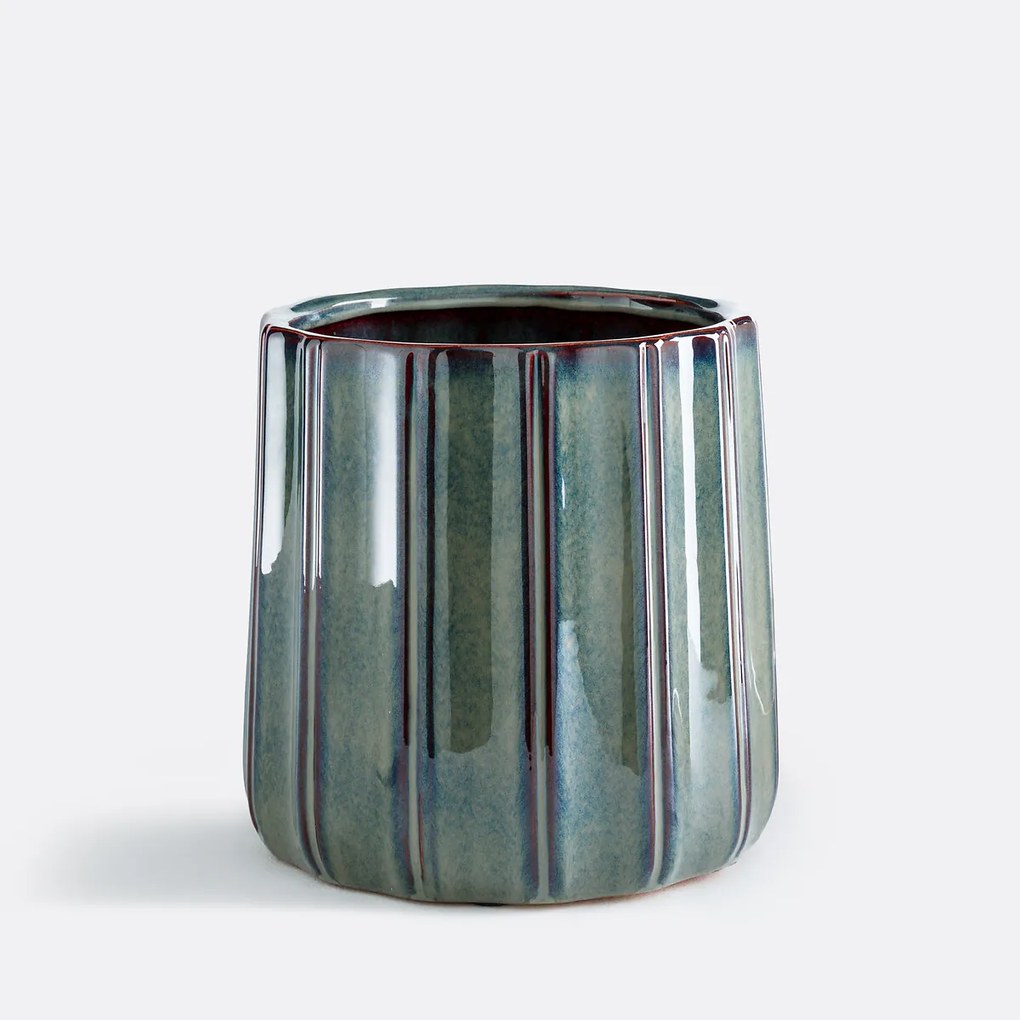 Bloempot van reliëfkeramiek, diameter 27 cm, LYNOA