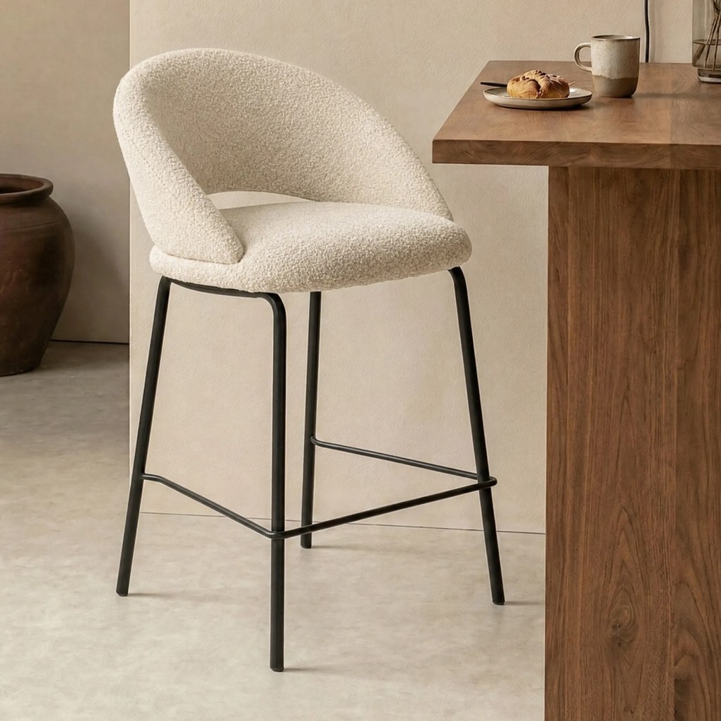 Barkruk Met Zwart Onderstel Beige
