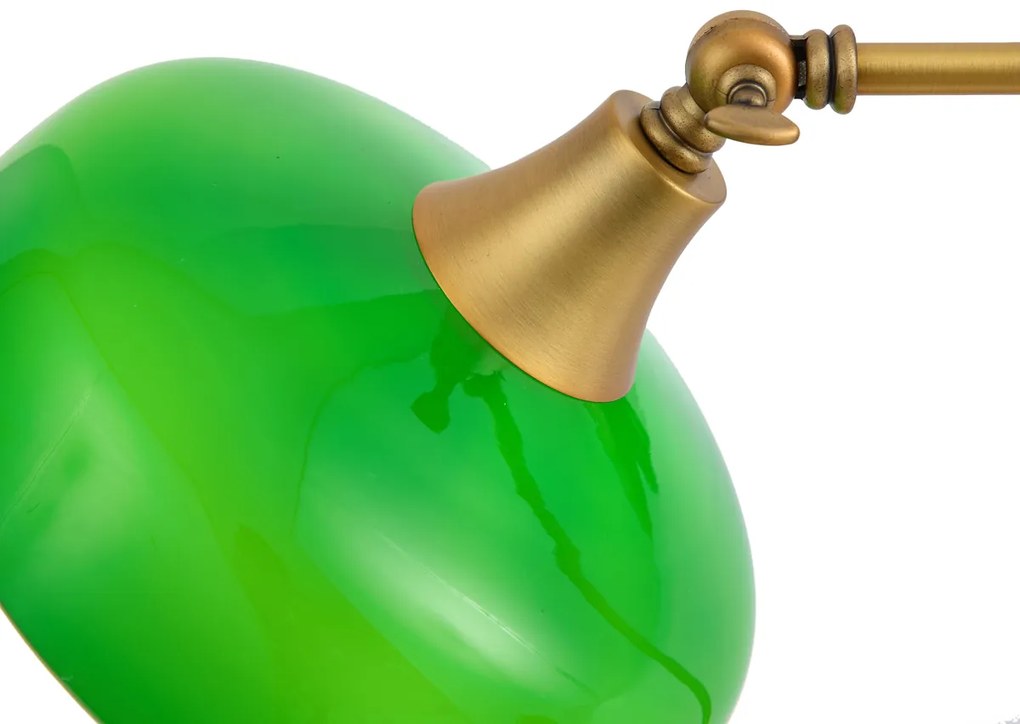 Klassieke tafellamp brons met groen opaal glas   - Clerk
