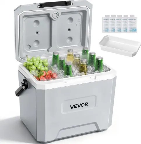 VEVOR Koelbox 22L, Passieve Koelbox, Houdt Inhoud 48 uur Koel, Geïsoleerde Box met IJsvak en Stevig Handvat, Koelbox zonder Elektrisch, Ultralicht voor Kamperen, Concerten en Sport