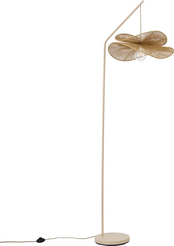 Art Deco vloerlamp beige met beige kap - Nest