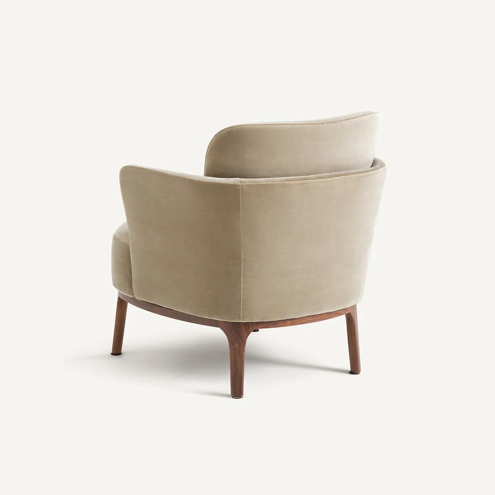 Fauteuil in massief notenhout en fluweel, Jabote