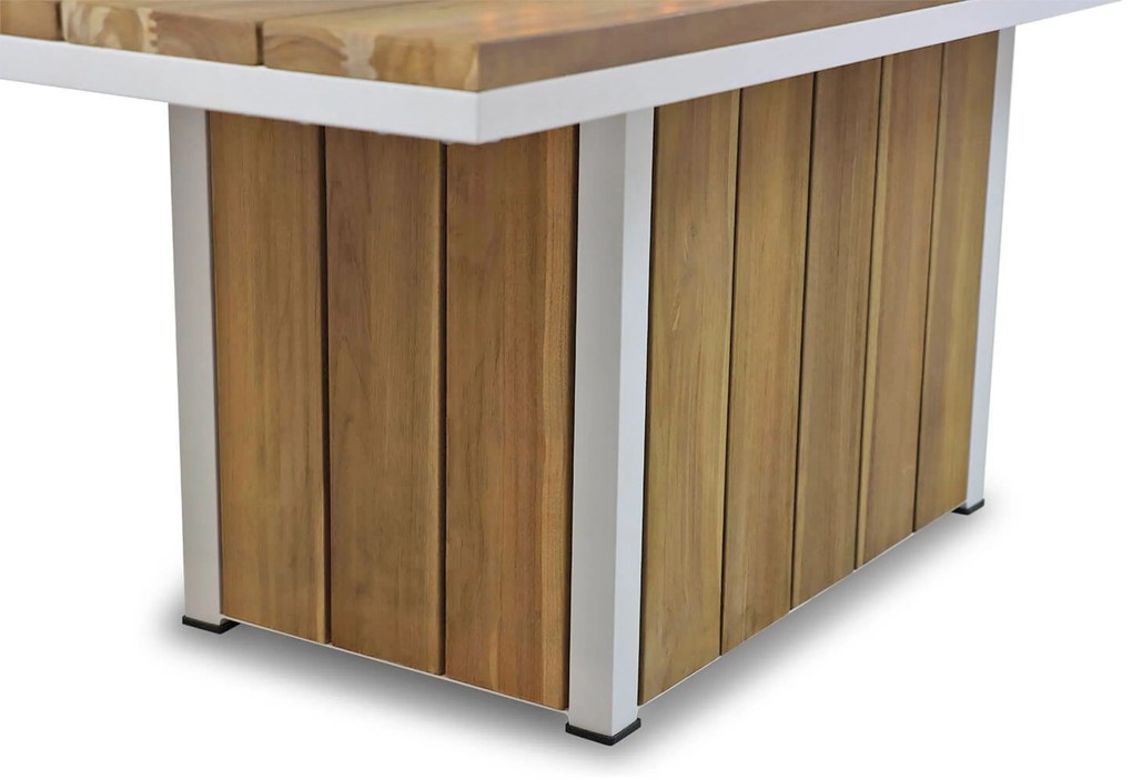 Tuinset 6 personen 220 cm Aluminium/Teak/Textileen /Aluminium/teak/Aluminium/textileen Wit Lifestyle Garden Furniture Ultimate/Seaside