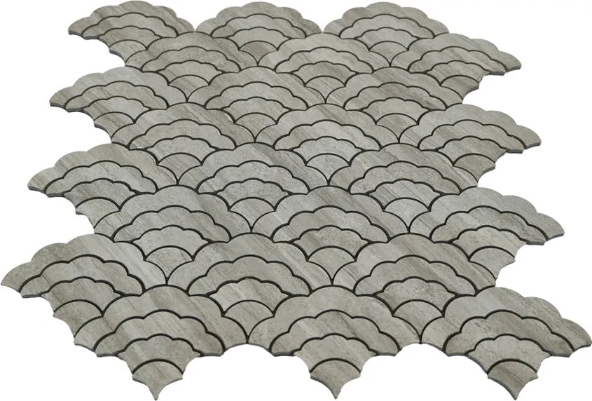 Zelfklevende Mozaïektegels Metaal | Waaier Grijs | 26,8×28,1 cm | Keuken, Bad &amp; WC