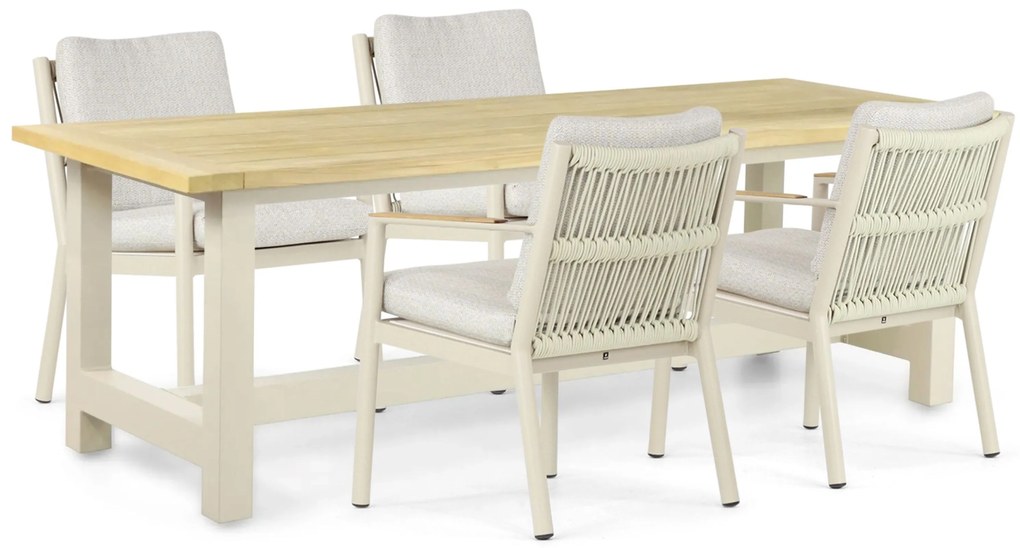 Tuinset 4 personen 200 cm Aluminium/rope Taupe Coco Sevilla/San