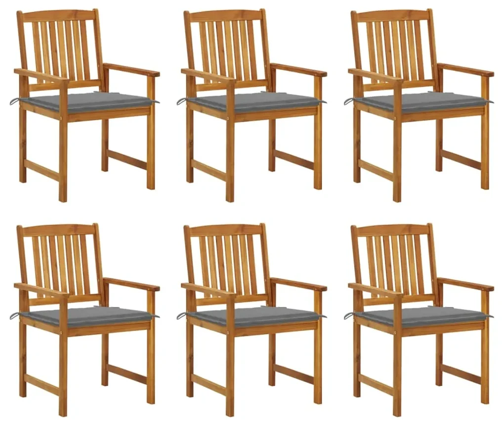 vidaXL Tuinstoelen 6 st met kussens massief acaciahout