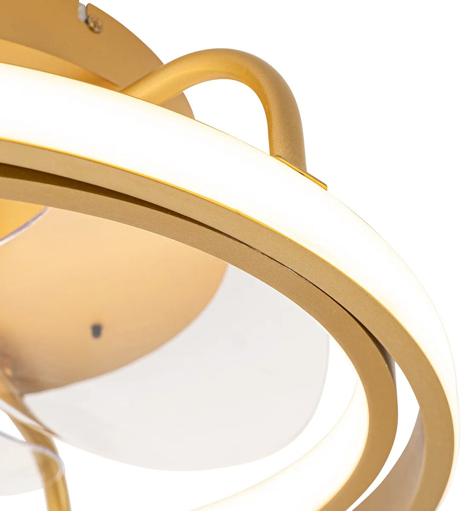 Plafondventilator met lamp goud 46.5cm incl. LED met afstandsbediening - Kees Design rond Binnenverlichting Lamp