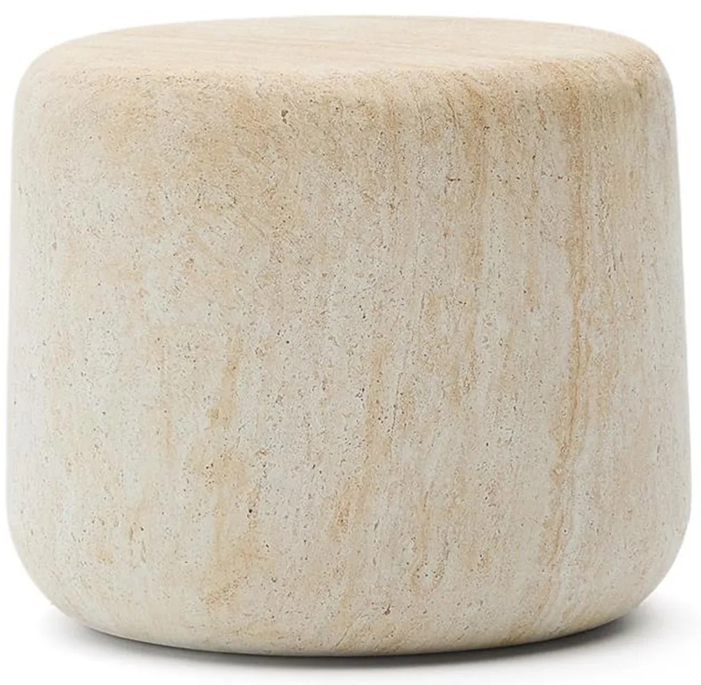 Kave Home Drasi Ronde Bijzettafel Cement Travertin 60 Cm - 60 X 60cm.