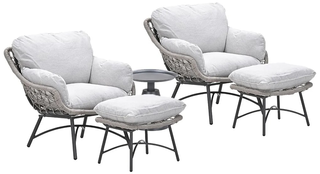Garden Impressions Selene loungestoelen taupe - Tepa bijzettafel Ø50x48 cm