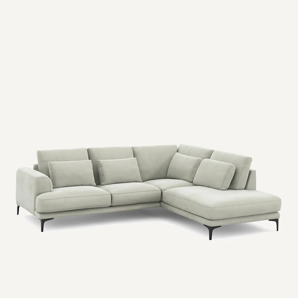 Linkse hoekbank met leuning in stonewashed fluweel Marsile