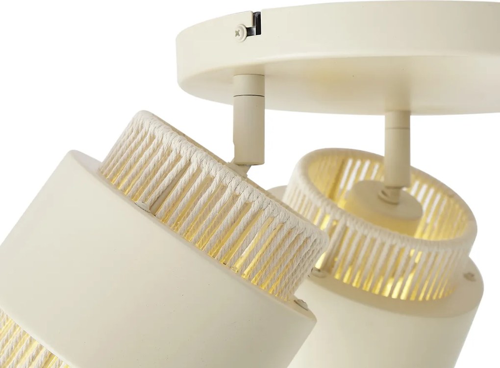 Moderne plafondspot beige met touw 3-lichts draai- en kantelbaar - Kora