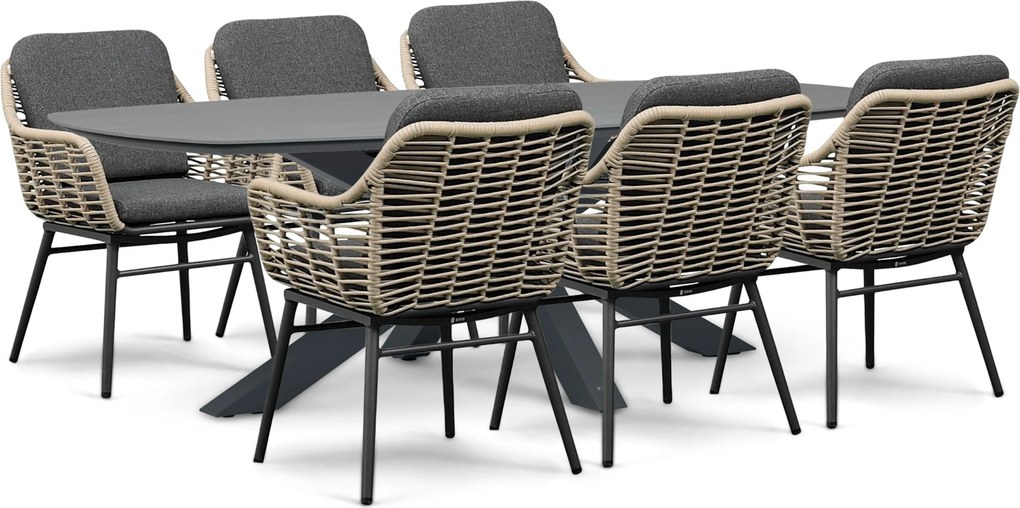 Tuinset 6 personen 240 cm Rope Grijs Coco Antoni/Voyage