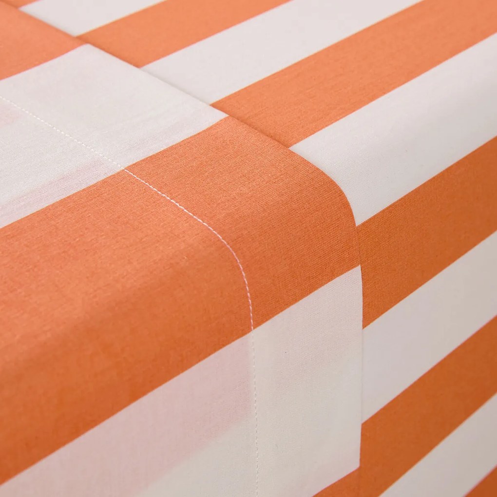 Katoenen onderlaken, strepenprint, HENDAYE ORANGE