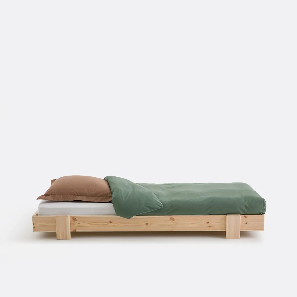 Bed met boxspring, stapelbaar, massief grenen, PYLA