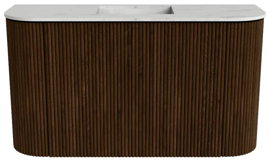 Mondiaz Joya DLux 75cm toiletmeubel ronding links/rechts walnut met wastafel faye midden zonder kraangat opalo