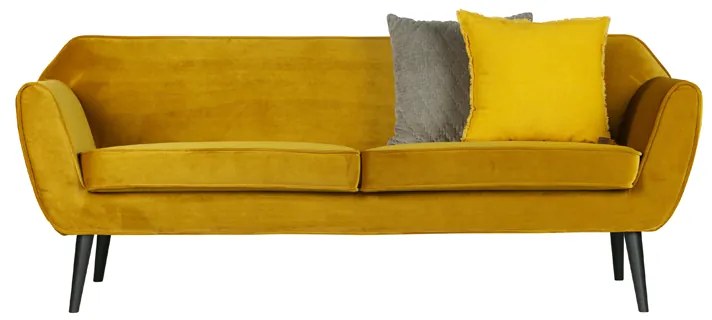 Woood Rocco Retro 3-zits Bank Velvet Okergeel