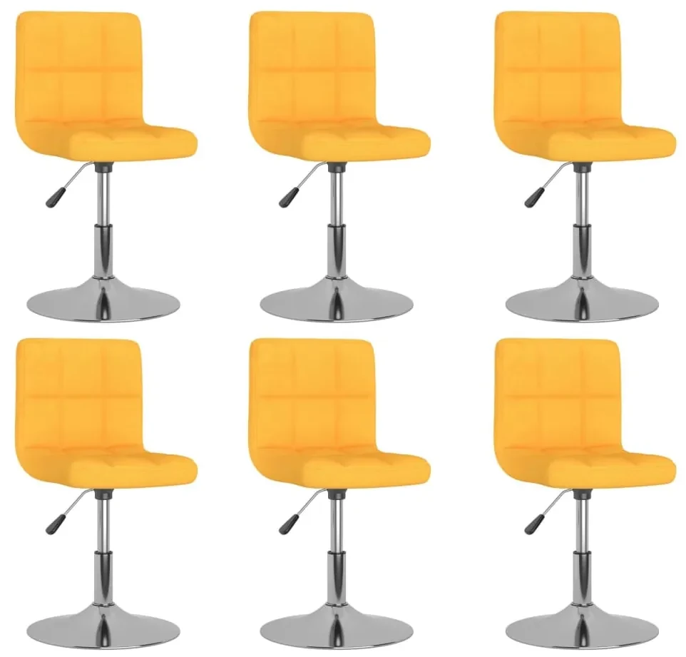 vidaXL Eetkamerstoelen draaibaar 6 st stof geel