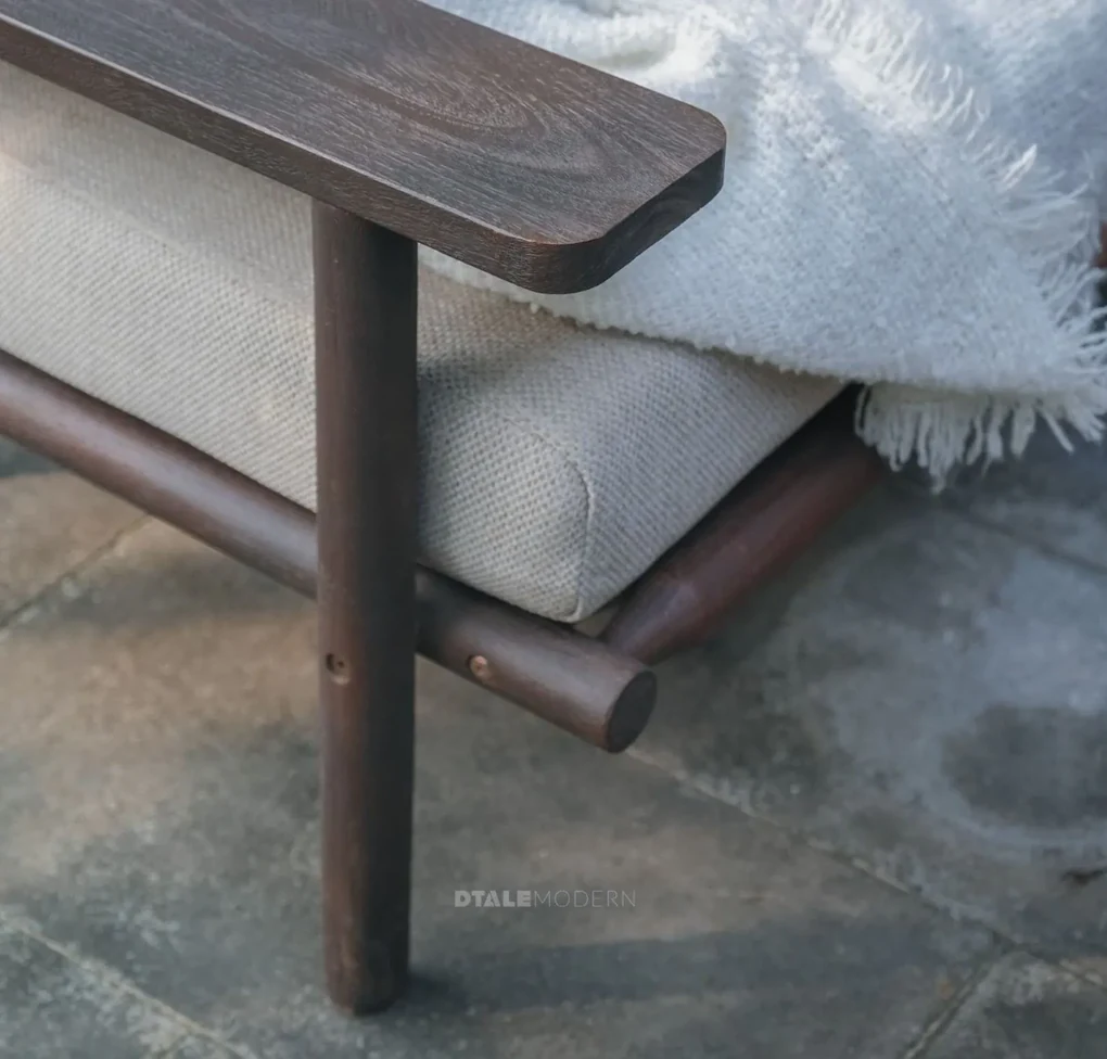 The Outsider Hoek Loungeset - Laruna - Acaciahout - Vintage Bruin / Wit - The Outsider