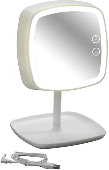 Spiegel en LED tafellamp Ostia 19 x 18 x 29 cm ABS wit